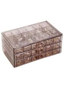 1pc 3-Layer 72-Compartment Acrylic Jewelry Box, Transparent Multi-Compartment Jewelry Storage Box, Drawer-Style Transparent Jewelry Box, Suitable For Storing Women's Daily Wear Earrings, Rings, Necklaces, Bracelets, Drawer-Style Display Storage Box, Suitable For Bathroom Storage, Desktop Stacking Drawers - Multicolor - View 12