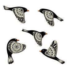 5 peças Decoração de Parede de Pássaros de Madeira, Arte de Parede de Pássaros Voadores em Estilo Escandinavo Rústico, Adequado para Decoração de Sala de Estar/Quarto/Cozinha/Escritório, Ótimo Presente