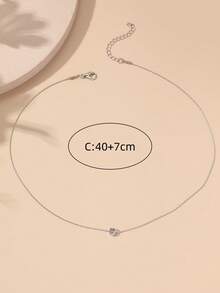 Circle Charm Necklace - Silver - View 3