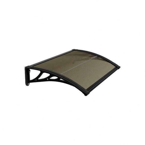 1mx 1m Brown Window Canopy Awning, Window Door Awning Rain, Heavy Duty Window Awnings Shade, Durable Door Awnings Rain Shelter, Reinforced Window Canopy With Black Bracket Outdoor