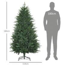 HOMCOM Christmas Tree, Artificial Fir, Realistic Look, Quick Assembly, Plastic, Green, 114 X 114 X 180cm - Green - View 3