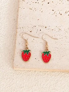 أقراط فراولة للنساء - تصميم ورقة خضراء وحمراء، معدن بلون ذهبي، مجوهرات خفيفة الوزن للملابس اليومية والرسمية، أقراط موضة، تصميم مرح، معدن متين، إكسسوارات متعددة الاستخدامات، طراز أنيق، أقراط بيان، للبالغين والمراهقين