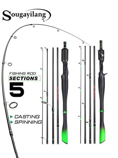 SOUGAYILANG 1 ADET 1,8 M 5 Bölmeli Karbon Fiber Yem Oltası, Atış/Dönüşüm Maksimum Sürükleme 6-18 LB Yüksek Hassasiyetli Üst Halka Taşınabilir Sazan, Havuz Balığı, Çim Sazanı Yayın Balığı İçin