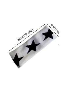 1pc Retro American Star Knitted Headband, Hip Hop Wide Elastic Headband, Fashion Minimalist, Casual Sports Headband, Stretchy, Hair Accessory Winter Hair Bands Warn Sweatband