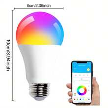 2/4/6 Pack Smart Light Bulb, 2.4G WiFi Bluetooth Light Bulb, RGBCW Color Changing LED Light Bulb, 60W Equivalent, 800LM,APP Control & Music Sync, DIY Scene Modes For Room Decoration Indoor Lighting. - RGBCW - 查看 4