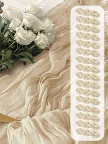 12 Stücke Set Nebelblauer transparenter Tischläufer, Boho-Stil Chiffon Tischdekoration für Hochzeit, Party und Geburtstag, strapazierfähiger Polyesterstoff, elegantes & vielseitiges Design - Champagnerfarben - Übersicht 2