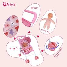 Anivia Brand Doll Stroller Playset, Suitable For Children 3+ Years Old, Includes 11-Inch Doll And Doll Stroller Toy Fits 11-Inch To 18-Inch Dolls, Great For Holiday, Christmas, And Birthday Gifts - Pink - View 3