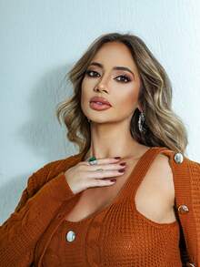 Women Coats - 駝色 - 查看 6