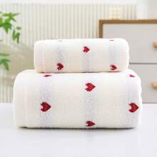 1pc/2pcs(Towel + Bath Towel) Thickened Absorbent Heart-Shaped Towel Set, Suitable For Face Washing, Bathing, Gym, SPA, Swimming, Soft And Skin-Friendly Bath Towel - Multicolor - View 15