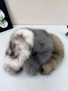 1pc新款扎染人造毛皮斗笠，女士冬季时尚保暖帽，蓬松防风防寒帽，适合日常佩戴冬季装备 - A - 查看 2