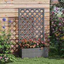 Raised Garden Bed With Trellis Planter Box Outdoor - 黑色 - 查看 6