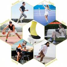 Cycling Socks Men Women, Bright Crew Socks Running Socks Tennis Athletic Socks Youth - One Size + 1 Pair Yellow - View 6