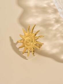 Elegant Geometric Open Ring For Women - Yellow Gold - View 6