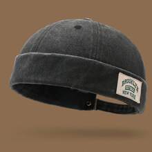 1pc Men's BROOKLYN 1631 Fashion Distressed Simple Versatile Newsboy Cap, Casual Personalized Washed Flat Cap Suitable For Street & Daily Wear