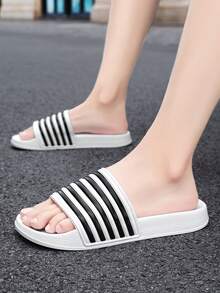 Plus Size 23# Men's Summer Slippers, Size 36-48, Outdoor Comfortable Casual Shoes, Lightweight Non-Slip House Slippers, Wear-Resistant Breathable Men's Sandals, Outdoor & Daily Wear (Asymmetric Pattern). The Soles Of These Slippers Are Made Of EVA Material. Do Not Expose To Direct Sunlight For A Long Time, Otherwise The Shoes Will Shrink. - 1969 White - View 9