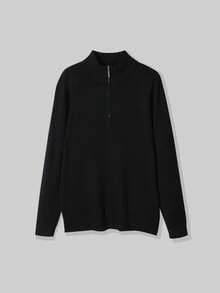 Zrgoth Herrtröja med lång ärm och dragkedja, mångsidig för vardagsbruk - Svart - Visa 4