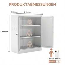 88cm High Freestanding Storage Shelf In White Metal – Kitchen Unit With Height-Adjustable Shelves, Ergonomic Handles, Assembly Required, Space-Saving Kitchen Storage. - 白色 - 查看 11