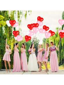 60/30 piezas Globos de látex con forma de corazón de 10 pulgadas (25,4 cm) en rojo, rosa y blanco, adecuados para el Día de San Valentín, aniversario de boda, compromiso, cumpleaños, jardín, celebración de la empresa, graduación, fiesta, decoración romántica - Multicolor - Ver 3