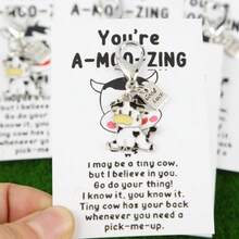 1/3/5 chiếc móc khóa hình con bò dễ thương "Chúc may mắn" kèm thẻ hình con bò đáng yêu, thích hợp để trang trí túi xách và chìa khóa, món quà may mắn tuyệt vời cho gia đình, bạn bè, đồng nghiệp, quà tặng sinh nhật - Nhiều màu - Xem 2