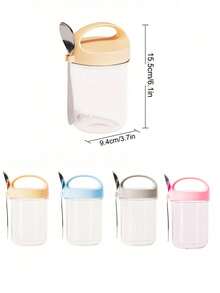 15 Oz Glas Glas mit luftdichtem Deckel und Löffel, perfekt für Over-Night-Oats, breiter Mund Mason Salat Aufbewahrung und Glas Behälter für Snacks, Joghurt, Gewürze und Zucker, für einfachen Transport konzipiert.