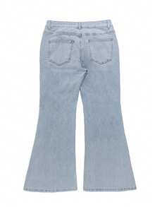 GILIPUR Y2K Retro Flare Jeans For Women, Plus Size Solid High Waist Slim Fit Stretchy Casual Street Style, 2000s Vintage, Suitable For Autumn/Winter, Great Gift For New Year, Valentine's Day, Christmas - Rửa nhẹ - Xem 5