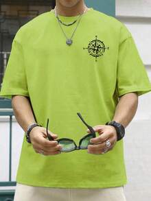 Men's Summer Eagle Print Round Neck Short Sleeve Casual T-Shirt - Mint Green - View 2