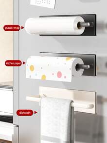 1/2pcs Kitchen Paper Towel Holder, Magnetic Fridge Side Mount Roll Dispenser, Spice Rack, Cling Wrap Organizer, Durable Plastic Material, Ideal Gift For Modern And Minimalist Homes Kitchen Items Kitchen Accessories Kitchen Tools - Multicolor - View 5