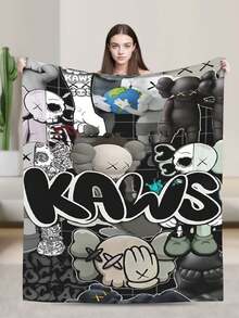 Kawss Kawaii Kaw Blanket Anime Snuggle Blanket - Ultra Soft Flannel Throw, The Perfect Gift For Fans For Christmas & Birthday, For Home Use, Camping And Travel Adventures - màu đen - Xem 4