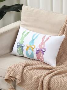 1/2 件装复活节兔子装饰抱枕套，50*30厘米，复活节快乐兔子彩蛋枕套，拉链涤纶抱枕套，适用于家居装饰，2026年复活节家居装饰，复活节家居装饰，办公室，汽车，沙发装饰，不含枕芯的抱枕套 - 復活節兔子 - 查看 6