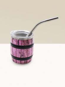 1pc,3ozbeer Barrel, 3D Mini Wine Glass, Inner Liner 304, Outer Shell 201 Stainless Steel, With Lid And Straw. Portable Party Drinking Set For Office, Home, Beverage, Coffee Cup. Ideal Gift For Outdoor Camping, Birthday, Christmas. - Multicolor - View 13