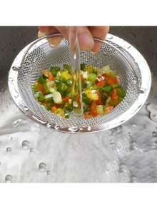 Stainless Steel Sink Strainer, Universal Kitchen Sink Filter, Vegetable Basin Residue Filter, Gadget, Odor-Proof Cover Net - Multicolor - View 3