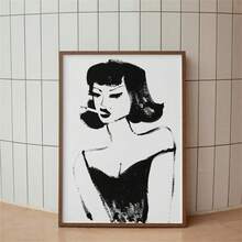 1 Pc Retro Fashion Illustration Print, Fatale Home Decor, Fashion Poster, Wall Art, Wall Decor, Modern Minimalist Style Posters, Living Room And Room Decoration, Bathroom Decoration, Ideal Gift, No Frame - Multicolor - View 9