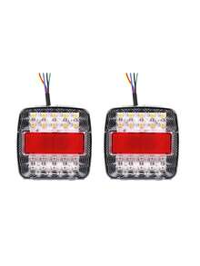 2pcs LED Square Pickup LED Taillight 12V 3-Colour Yellow/Red/White Trailer 20LED Taillights, Truck Brake Lights, Signal Lights For RV, Car, Pickup - Multicolor - View 7