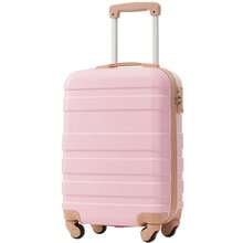 Hartschalenkoffer, Rollkoffer, Handgepäck, 4 Rollen, ABS-Material, TSA-Zollschloss, 39.5*23*58.5, Mit Kulturbeutel, Grün - Pink - View 1