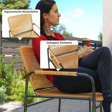 Outsunny 3 Piece Rattan Bistro Set, Seating Group, Garden Set With 2 Garden Chairs, Coffee Table, Balcony Furniture Set For Garden, Patio, Steel, Yellow - 1 - View 6