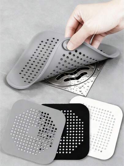 5件装毛发收集器地漏盖，淋浴地漏过滤器，水槽滤网，浴缸地漏保护器，厨房水槽地漏塞，浴室地漏存水弯，家居用品，吸盘式地漏垫，厨房浴室防堵塞毛发过滤器，1/3/5件装浴室配件浴室工具