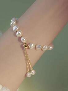 French Vintage Style Purple Faux Pearl Bracelet For Women's Party Jewelry