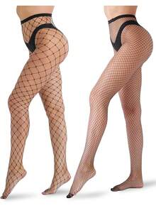 1Pair/2Pairs/4Pairs Fishnet Stockings For Women Plus Size One Size Fit All Fashion Fishnet Tights
