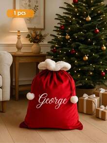 1 Piece Of 2025 Upgraded Christmas Bag, Personalized Christmas Gift Bag, Velvet Stocking Bag, Toy Bag With Name, Christmas Bag, Santa Claus Gift Bag - Custom Christmas Gift Bag - Personalized Christmas Toy Bag - Initial Santa Claus And Reindeer - Christmas Gift. Large Santa Claus Gift Bag, Christmas Stocking Gift Bag, Holiday Gift Bag, Annual Family Gift, Santa Claus Gift. Custom Initial Santa Claus Bag, Christmas Bag.,Festive Calendar