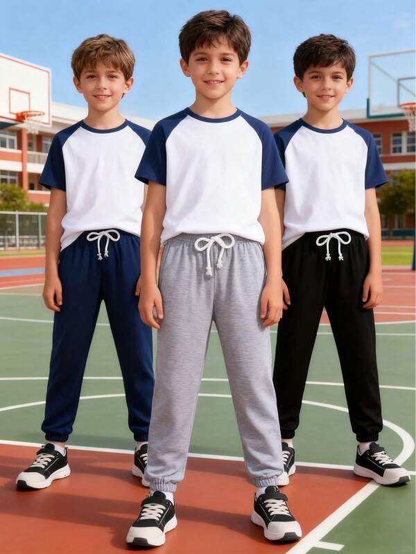 3pcs/Set Young Boy Casual Jogger Pants, Spring/Summer/Autumn