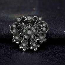12pcs Lot Crystal Rhinestone Wedding Brooches Pins Bouquet Flowers{"Color_name":"Grayblack"} - xám đen - Xem 8