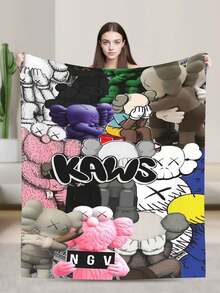 Kawss Kawaii Kaw Blanket Anime Snuggle Blanket - Ultra Soft Flannel Throw, The Perfect Gift For Fans For Christmas & Birthday, For Home Use, Camping And Travel Adventures - màu đen - Xem 4