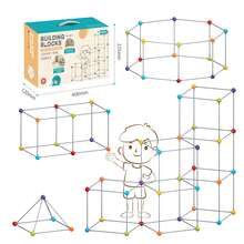 Blocos de Construção DIY, Brinquedos de Construção de Forte/Barraca Disponíveis em Três Configurações Diferentes 70/98/128 Peças, Brinquedos de Construção, Brinquedos de Construção de Barraca, Brinquedo de Mosaico Grande DIY para Jardim de Infância, Multicolorido, Material ABS - Multicolorido - Visão 9