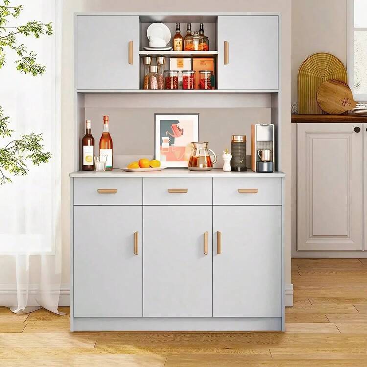 Cocina Integral Chica 120cm Alacenas Con 3 Cajones 5 Puertas - Gris Claro - Añade 3