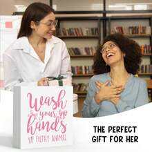 Pink Bow Bathroom Decor Wash Your Hands Bathroom Sign Pink Dorm Decor Girly Bowknot Signs For Home Dorm Wall  Rustic Wood Plaque Bathroom Signs For Bedroom, Dining Room, Kitchen, Bathroom, Coffee Bar, Office Desk Shelf Tabletop Wall Decor, 5x5 Inch - 洗手 - 查看 6