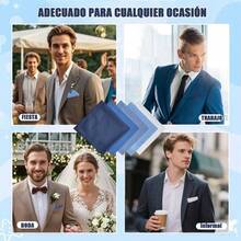 Pauelos Para Hombre, 5PCS Pauelo de Bolsillo Hombre, Adecuado Para Ocasiones Oficiales Como Bailes, Bodas, Fiestas - Azul elegante - Ver 8