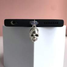 1pc Alloy Skull Phone Dust Plug - Decorative Protective Cover Compatible With IPhone And Type-C Charging Port, Gothic Style Dust Plug Pendant, Ideal Gift For Friends And Halloween - Multicolor - View 10