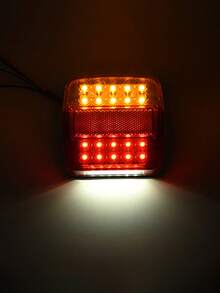 2pcs LED Square Pickup LED Taillight 12V 3-Colour Yellow/Red/White Trailer 20LED Taillights, Truck Brake Lights, Signal Lights For RV, Car, Pickup - Multicolor - View 3