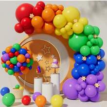91 Stücke / 1 Set Regenbogen-farbige Windgeburtstags-Dekorations-Ballonbogen-Set, bestehend aus lila, grünen, gelben, roten, blauen und orangefarbenen Latex-Ballongirlanden. Geeignet für Geburtstage, Geburtstagshintergrund-Dekoration, Themenpartys, Babygeburtstagsfeiern, Abschlussfeierlichkeiten, Fotohintergrund-Dekoration, Eltern-Kind-Aktivitäten, Innenraum-Hintergrundgestaltung, Festivalfeiern, Kindergarten-Themenaktivitäten. - Verschiedenfarbig - Übersicht 6
