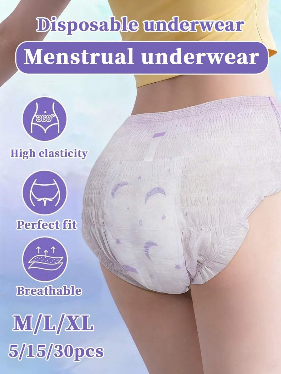 5/15/30pcs Pack Sanitary Pads, Menstrual Underwear, Protective Underwear, Thin Underwear, Menstrual Underwear, Leak-Proof, Breathable, High Absorbency, Soft & Breathable Menstrual Safety Underwear, Disposable Menstrual Underwear, Family Pack, Leak-Proof Menstrual Underwear, Overnight Sanitary Pads - Period Panties - Comfortable Style - View 1